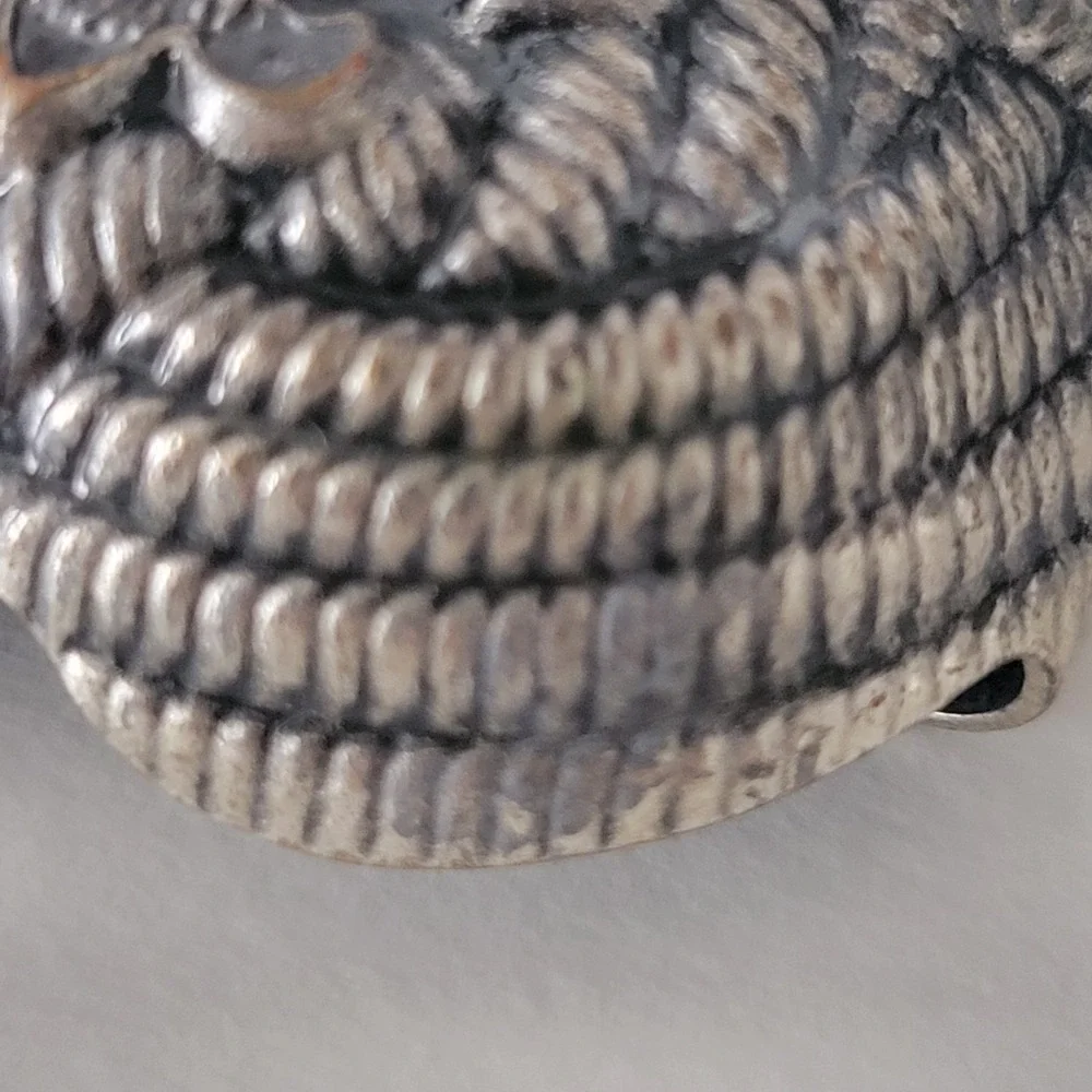 Silver Tone Fleur De Lis Rope Design Neckerchief Slide Woggle Vintage Style